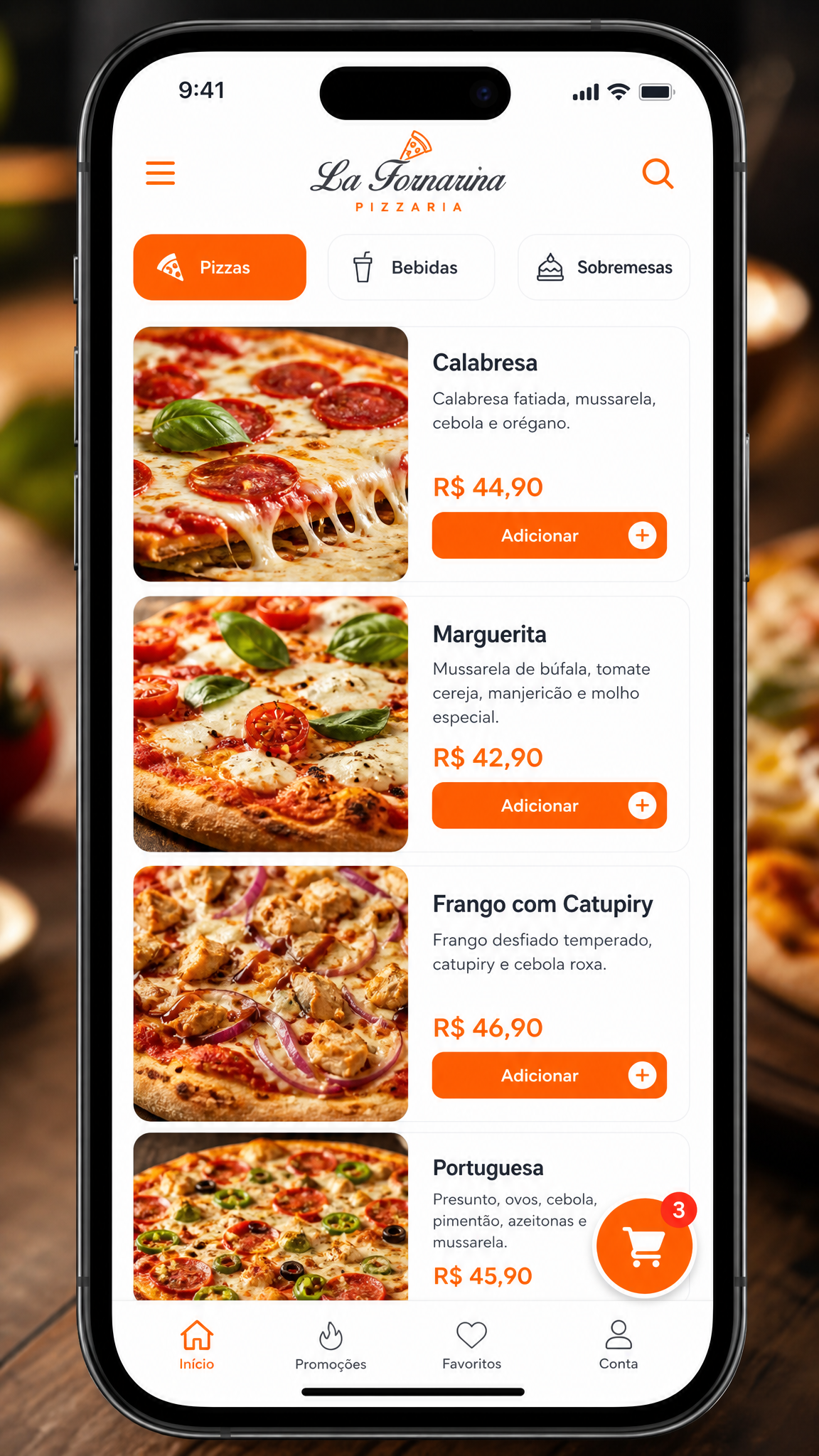 Cardápio digital mobile do ADDApizza
